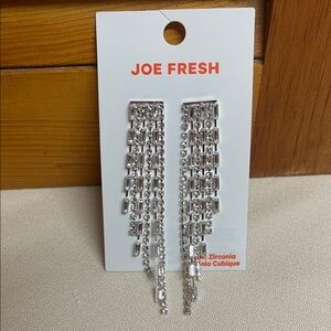 Joe Fresh Silver Baguette & Round Cubic Zirconia Cascade Earrings